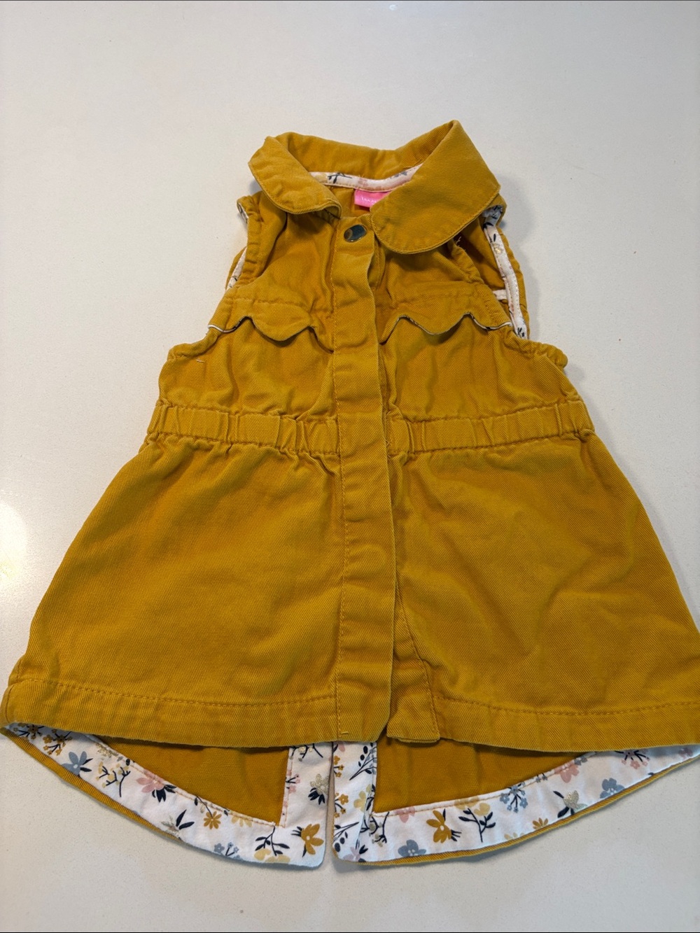 Isaac Mizrahi Mustard Yellow Sleeveless Baby Dress with Floral Lining